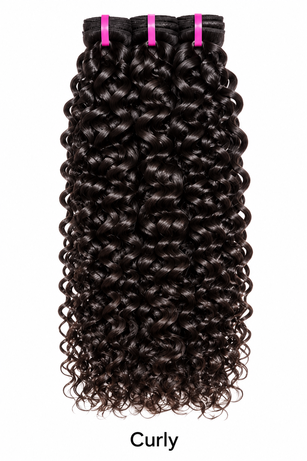 Raw human hair Curly bundles on a white background
