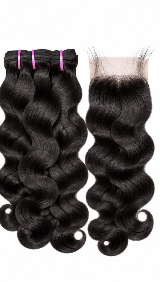 Raw 3 bundle deal with 5x5 closure - Body Wave texture