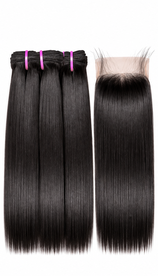 Raw 3 bundle deal with 5x5 closure - Straight texture