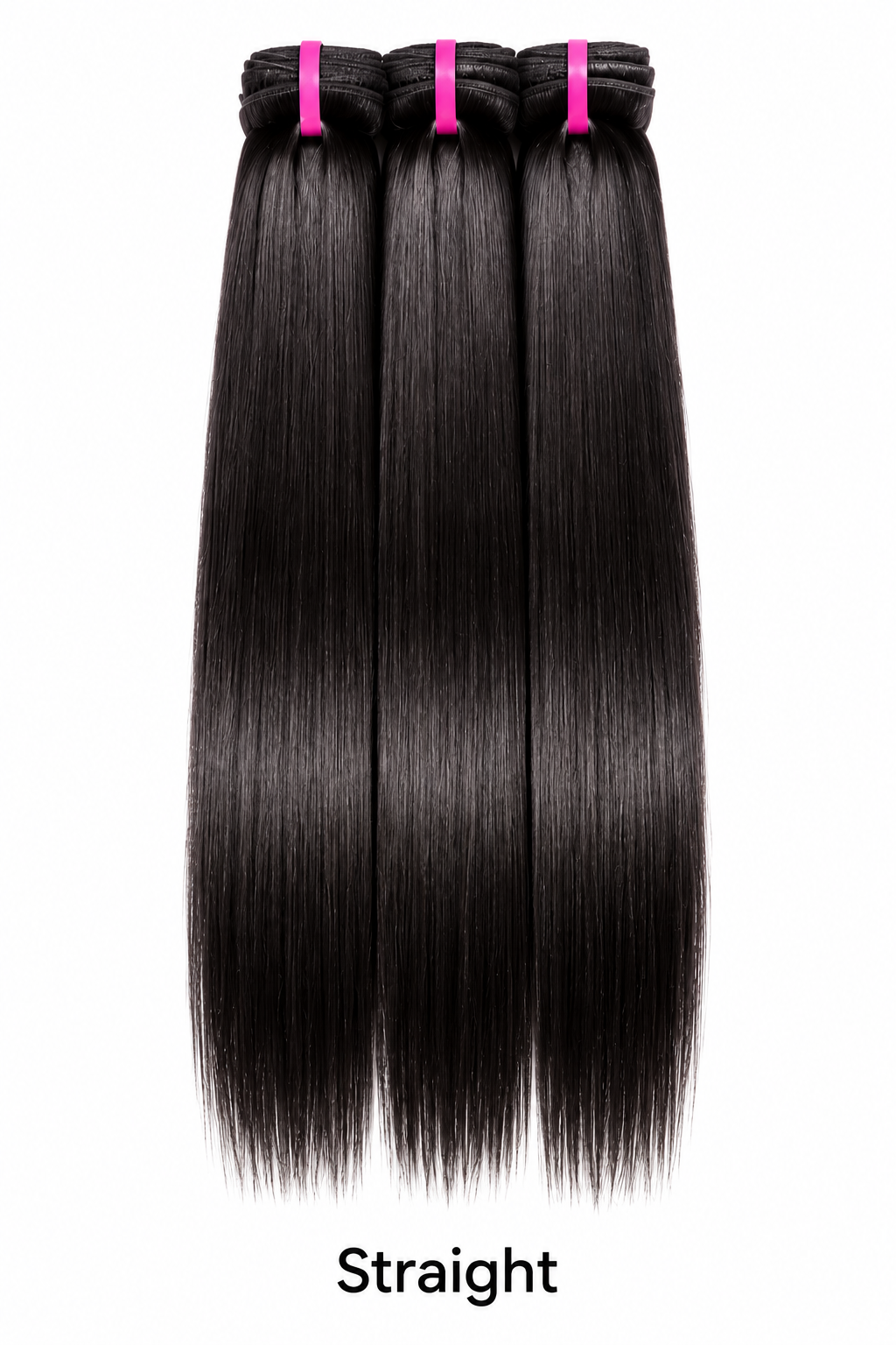 Raw human hair Straight bundles on a white background