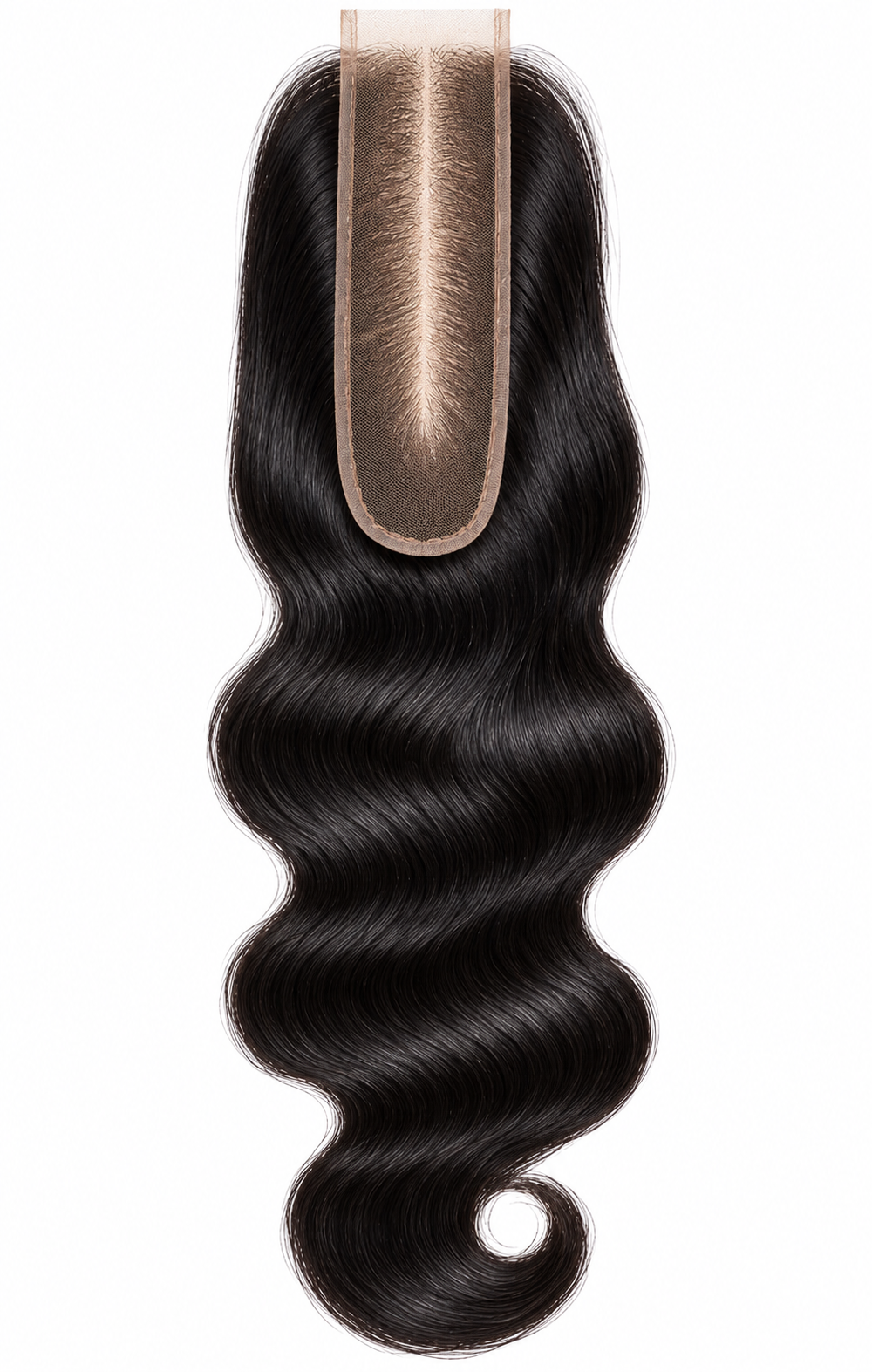 Virgin 2x6 HD lace closure in Body Wave on a white background