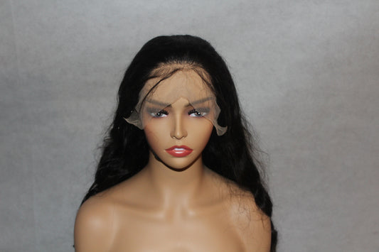 13x4 Transparent lace frontal wigs Natural Black