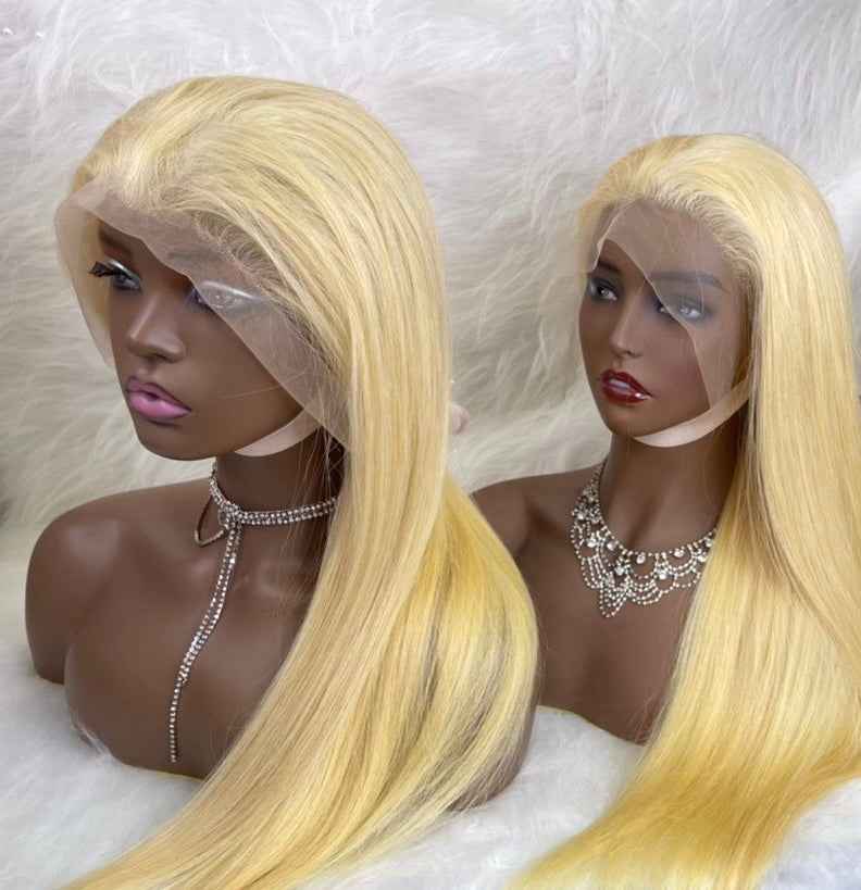 13x4 Transparent lace frontal wigs 613 Blonde